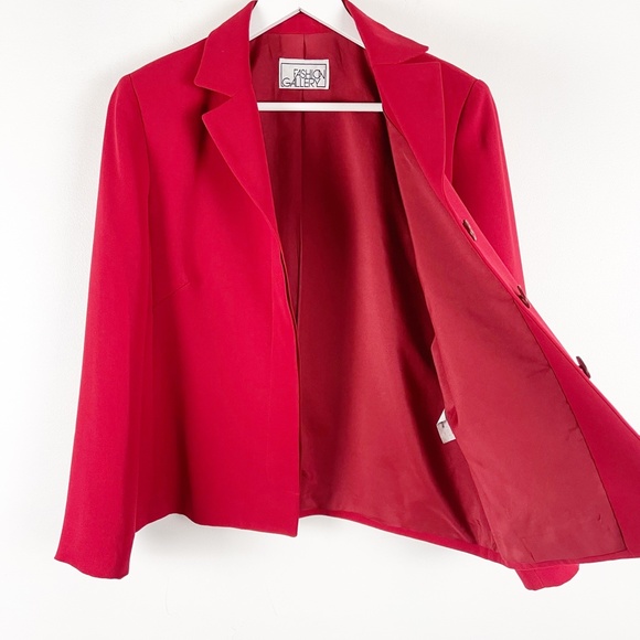 Vintage Red Lined Boxy Fit Blazer Size 10 - Picture 4 of 10